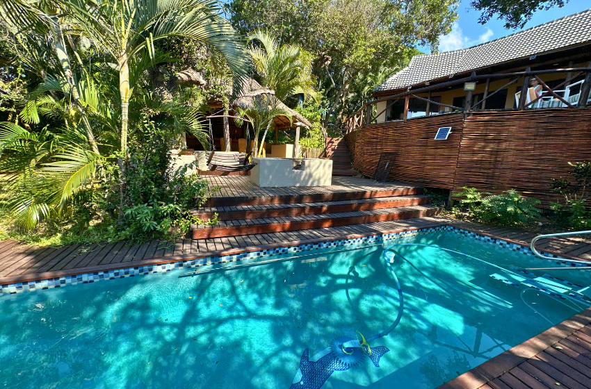 pool area at Baleia Azul 23, Ponta Mamoli